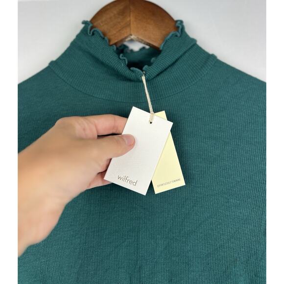 NWT ARITZIA WILFRED Turtleneck Green Fitted Sleeve Soft Sweater Sz XS - Picture 3 of 8